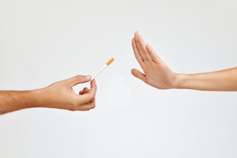 Stop,Smoking,Concept.,Closeup,Of,Woman,Hand,Refusing,To,Take