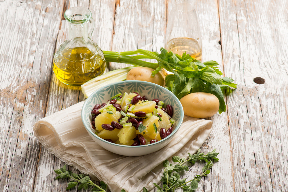 Potatoes,Salad,With,Red,Beans,Oregano,And,Celery