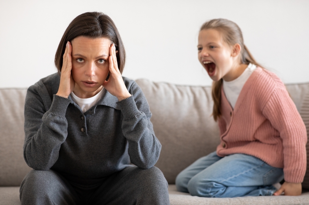 Angry,Excited,Aggressive,Teenager,European,Girl,Yelling,At,Sad,Tired