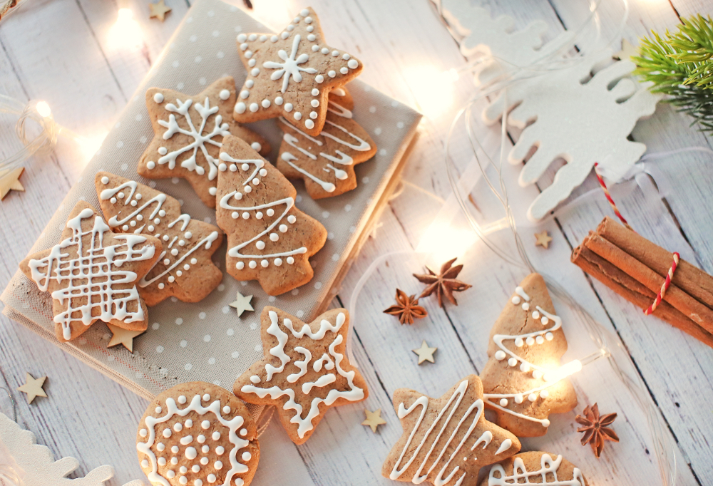 Glazed,Christmas,Biscuits,,Gingerbread.