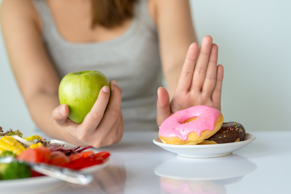 Dieting,Or,Good,Health,Concept.,Young,Woman,Rejecting,Junk,Food