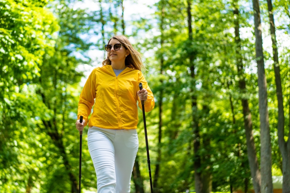 Nordic,Walking,-,Woman,Training,In,City,Park