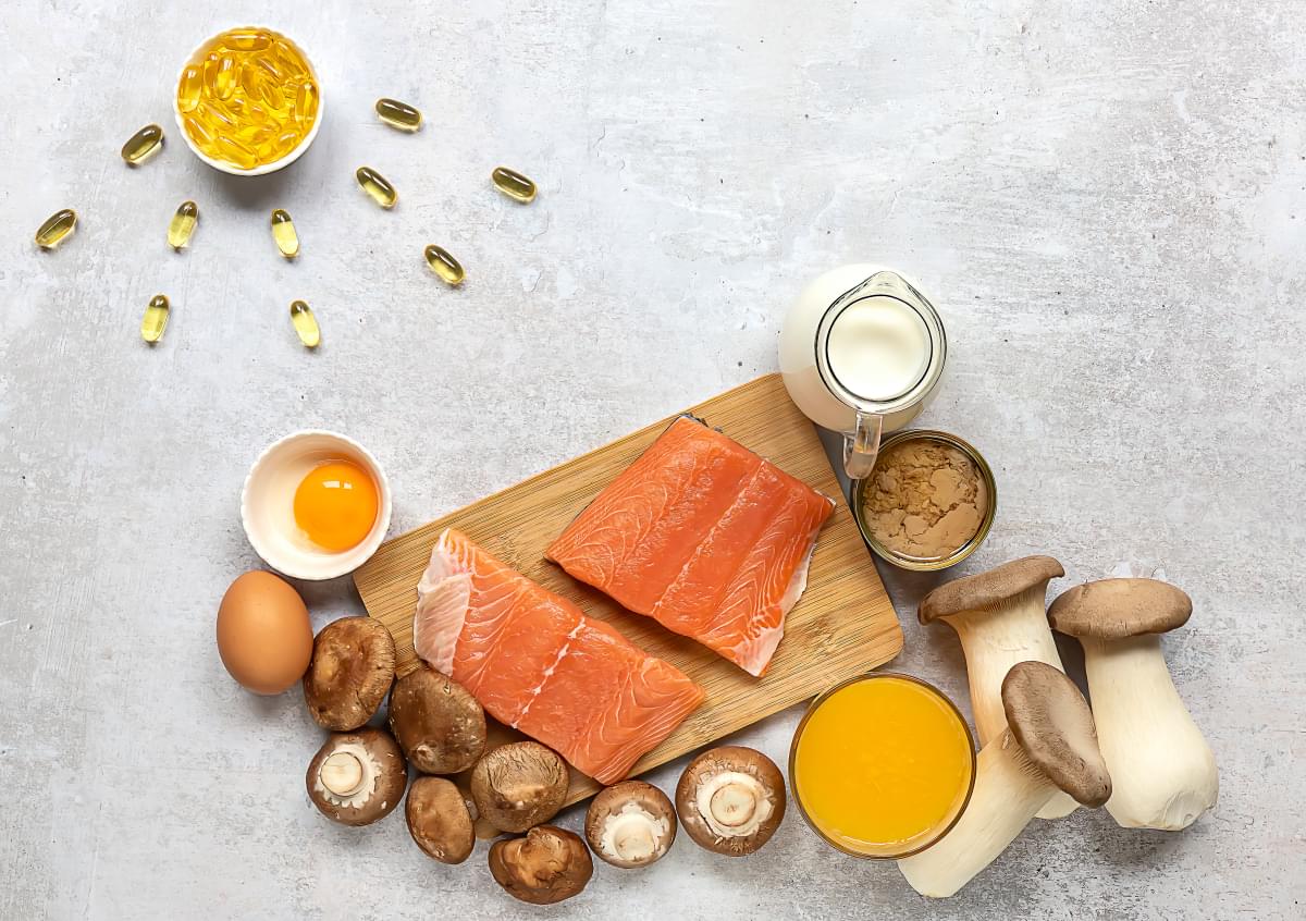 Flat,Lay,Composition,With,Products,Rich,In,Vitamin,D.,Canned
