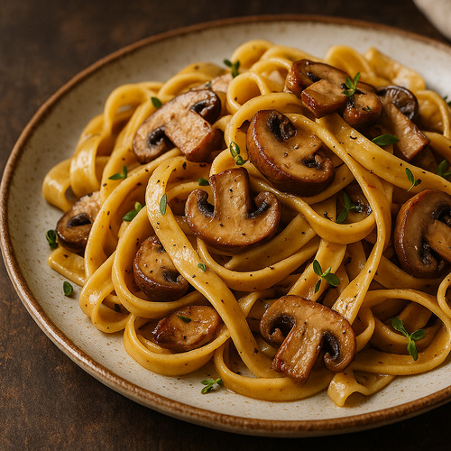 Tstoviny s houbami, esnekem a tyminem