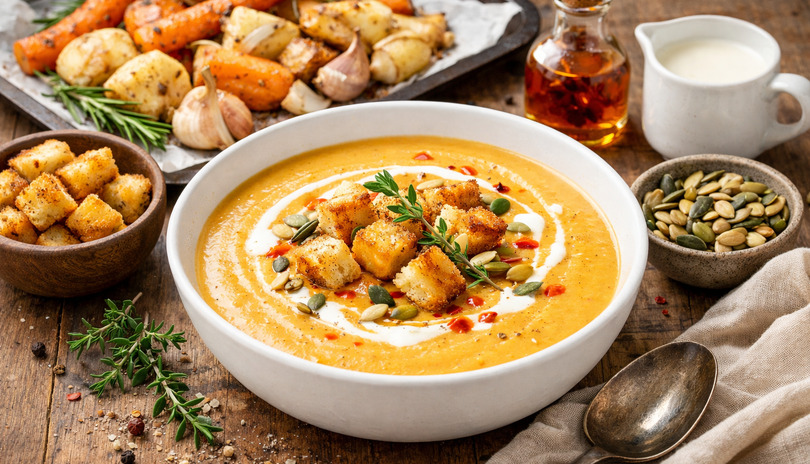 Kr�mov� pol�vka z pe�en� ko�enov� zeleniny