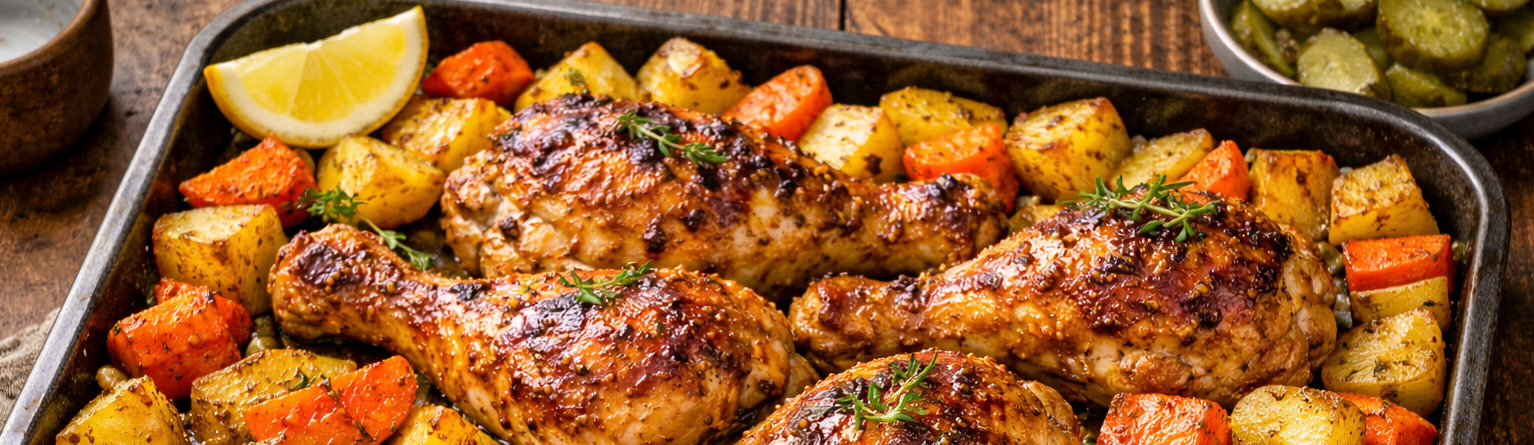 Ku�e na medu s ho��ic� a pe�en�mi brambory s mrkv� 